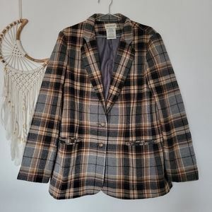 Vintage White Stag Oversized Plaid Blazer Jacket